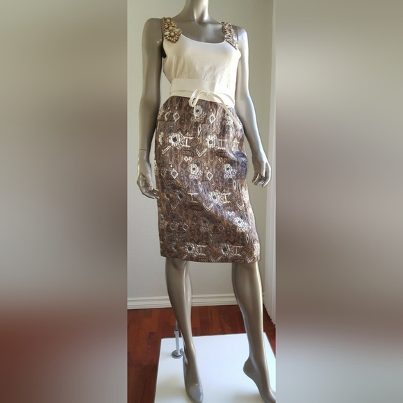 *$4,300 OSCAR DE LA RENTA STUNNING SILVER METALLIC RUNWAY SKIRT SUIT 0 4 S - Picture 7 of 15